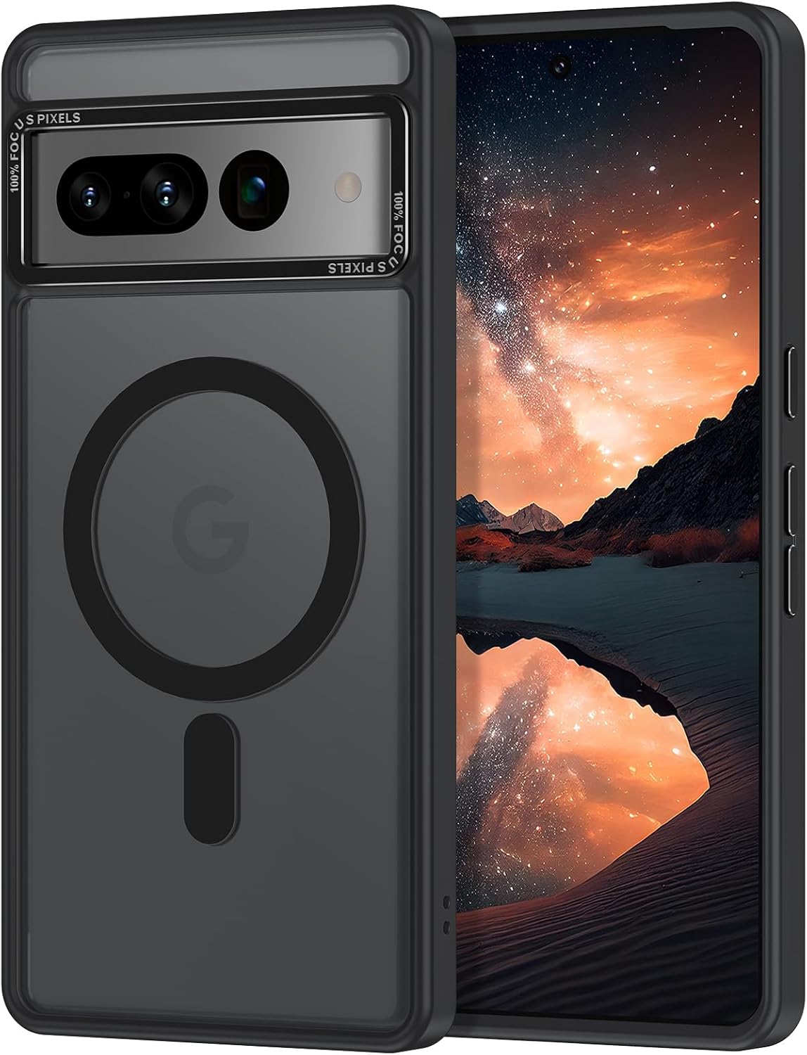 Magnetic for Google Pixel 7 Pro Case, [Military Grade Drop Protection] [Compatible with MagSafe] Shockproof Slim Translucent Matte Anti-Slip for Women Girls Men Case, Black