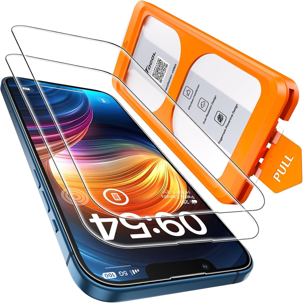 TOCOL for iPhone 16e Screen Protector/iPhone 13 Screen Protector 9H Hardness Military Grade Shatterproof HD Tempered Glass Full Coverage Easy Installation Case Friendly 2 Pack