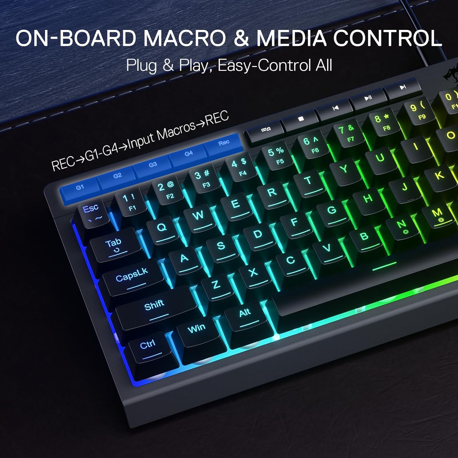 Redragon K522 60% Wired RGB Membrane Gaming Keyboard, Compact 61 Keys Linear Mechanical-Feel Switch Keyboard w/ 4 Extra On-Board Macro Keys & Media Control Keys