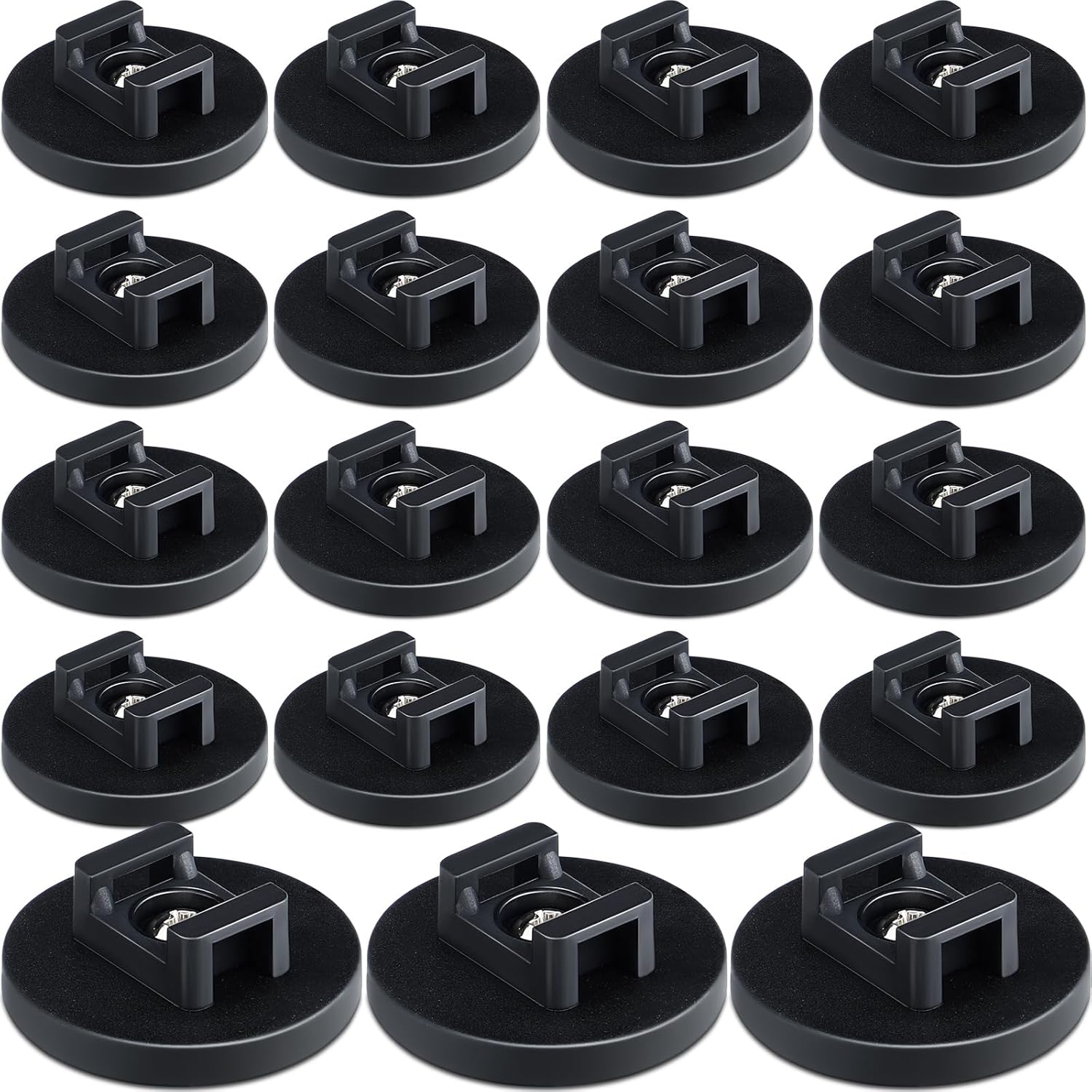 Yookeer 20 Pcs Magnetic Zip Tie Mount Base Black Magnetic Cable Clips Wire Holder Multipurpose Cable Ties Management Base Electrical Supplies for Wire (43 mm)