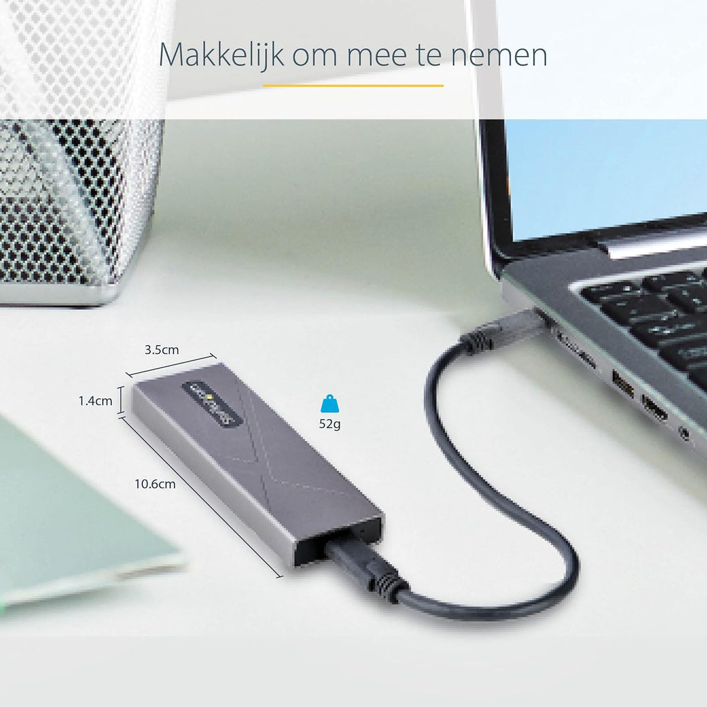 StarTech.com USB-C 10Gbps to M.2 NVMe or M.2 SATA SSD Enclosure - Tool-free External M.2 PCIe/SATA NGFF SSD Aluminum Case - USB Type-C&A Host Cables - Supports 2230/2242/2260/2280 (M2-USB-C-NVME-SATA)