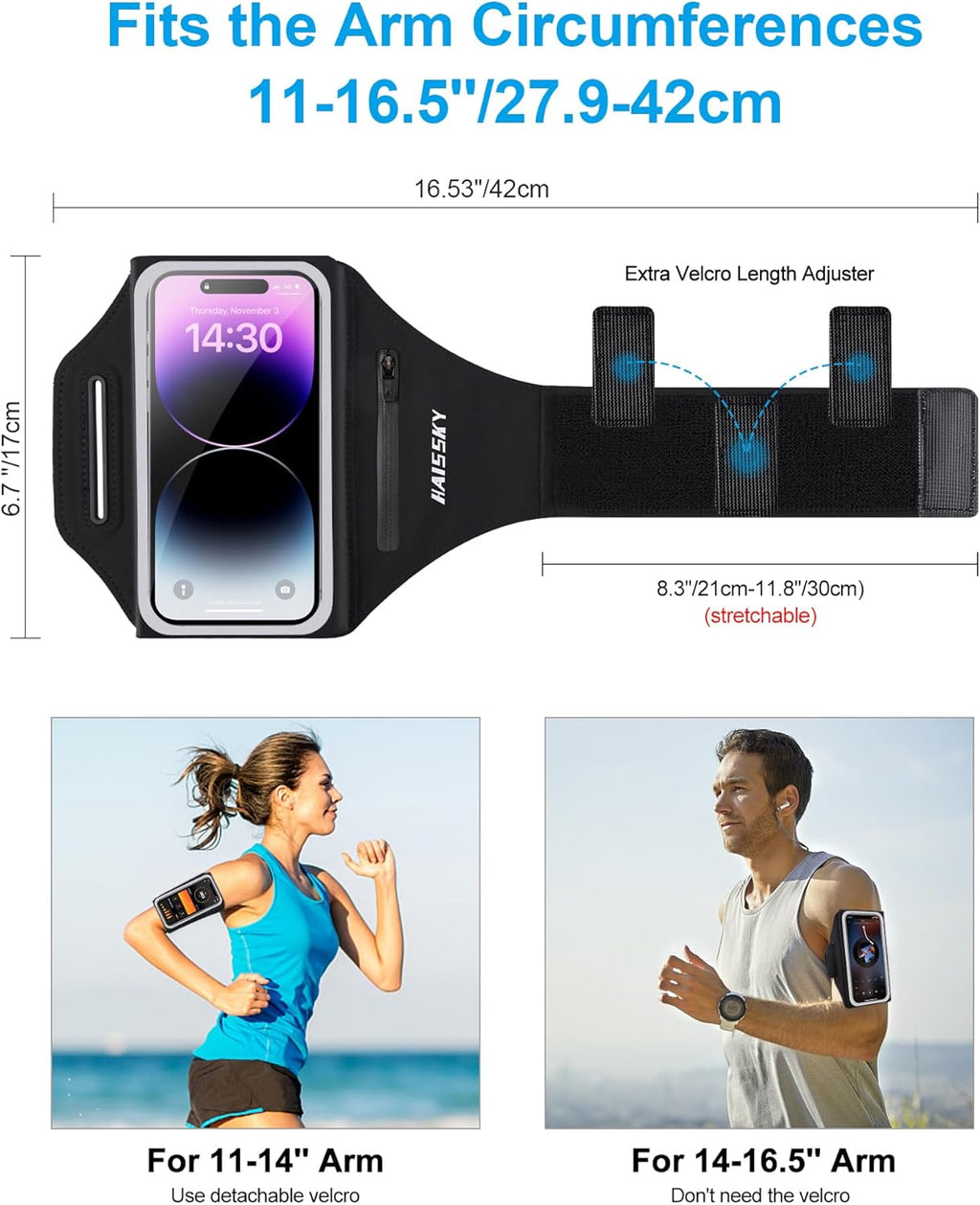 Arm Band for Phone for Running with Earphone Bag, Cell Phone Holder Case for iPhone 16 15 14 13 12 11 Pro Max Galaxy S21-S24 Ultra Waterproof Armband with Car Home Key
