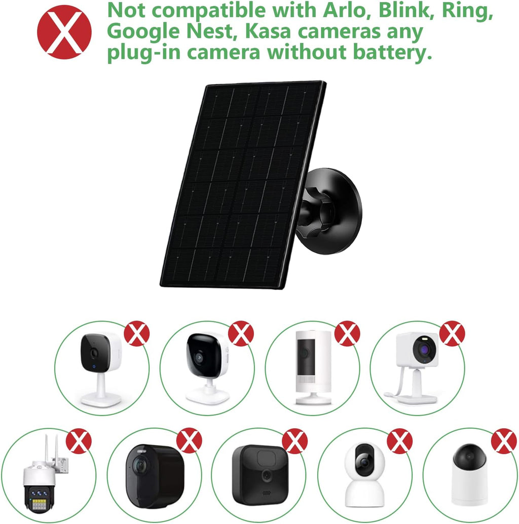 Zivif 4W Solar Panel for Security Camera, Solar Panel Charger with USB-C & Micro USB Ports, Compatible with Rechargeable Battery Camera, 360° Adjustable Mount