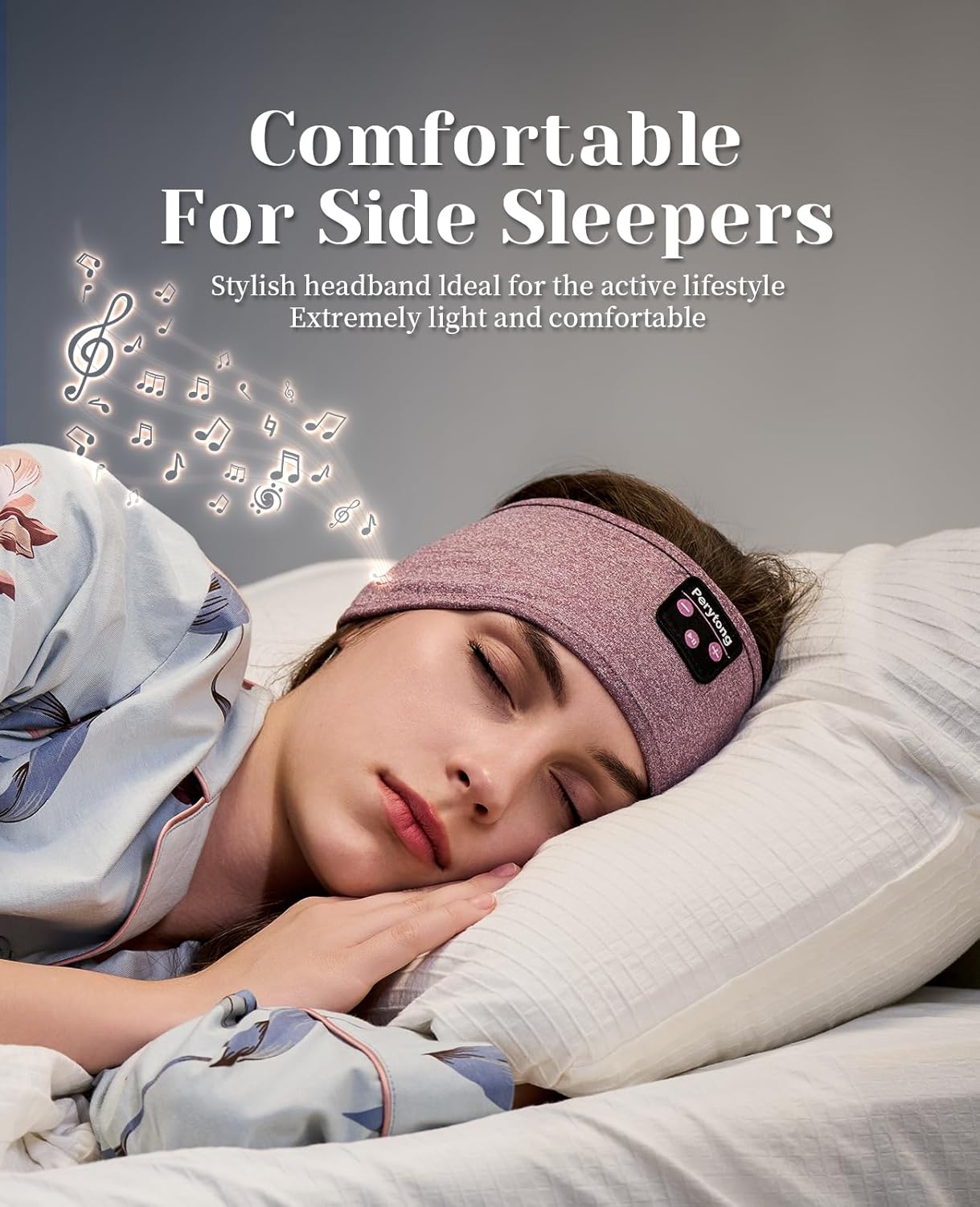 Perytong Sleep Headphones, Bluetooth Sports Headband Headphones with Ultra-Thin HD Stereo Speakers Perfect for Sleeping,Workout,Jogging,Yoga,Insomnia, Air Travel, Meditation for Unisex