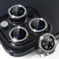 Choiche Compatible for iPhone 15 Pro/iPhone 15 Pro Max Camera Lens Protector Bling, 9H Tempered Glass Camera Cover Screen Protector Metal Ring Decoration Accessories (Diamond-Black)