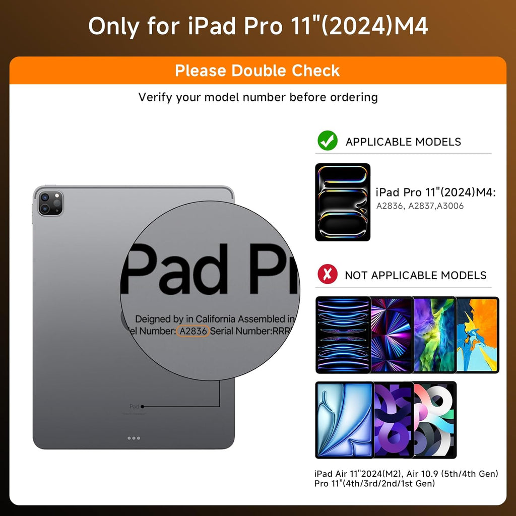 Transparent Case with Keyboard for 2024 iPad Pro 11-inch (M4),with 7-Color Backlit Wireless Keyboard, 360°Rotatable Protective Case Multi-Touch Trackpad,with Pencil Holder,with Shortcuts,Black
