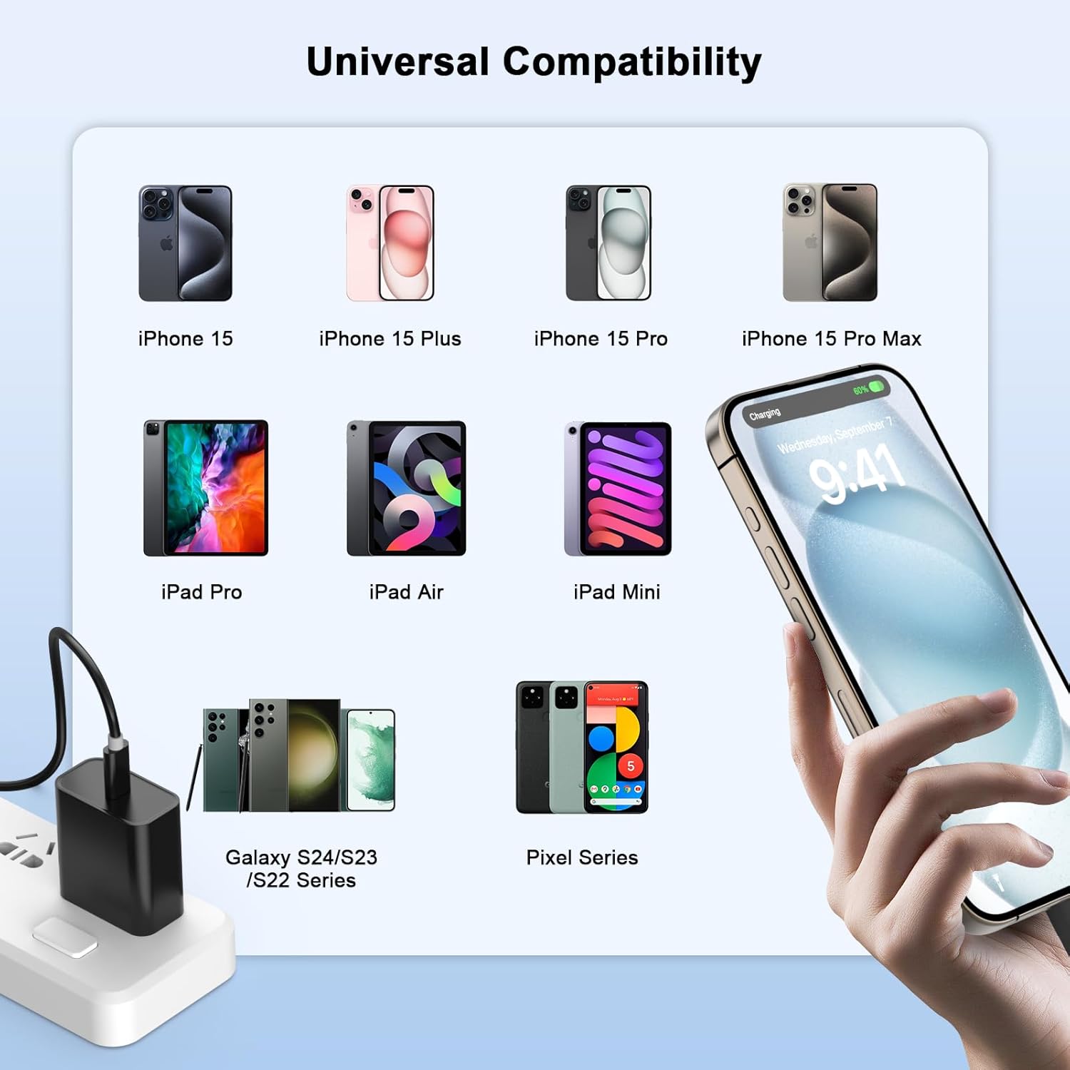 Matsusho iPhone 16 15 Charger Fast Charging 10 FT, 2 Pack 20W USB C Wall Charger with 10FT Type C Charger Cable Compatible for iPhone 16/16 Plus/16 Pro/16 Pro Max/15/15 Pro/15 Pro Max/15 Plus, Black