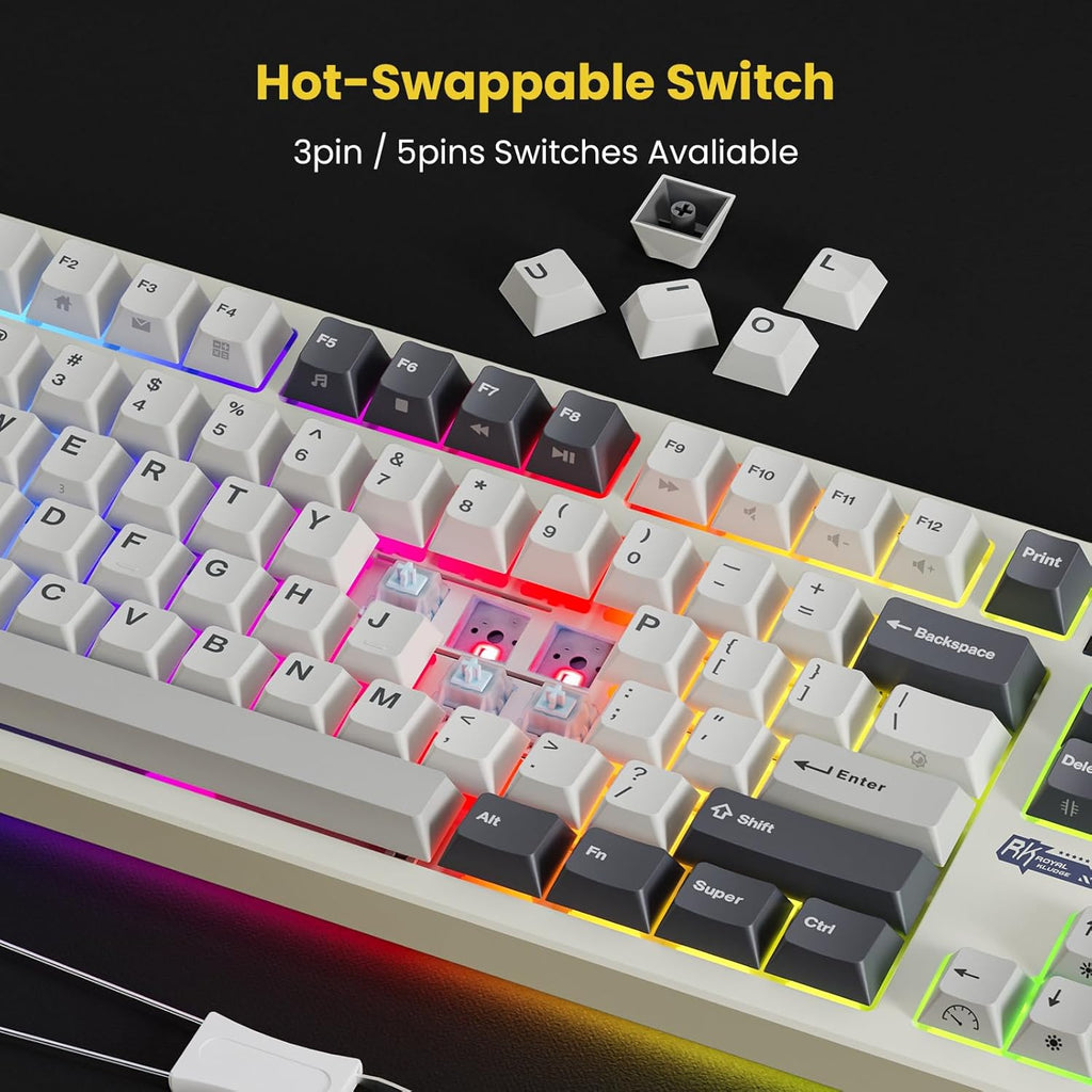 RK ROYAL KLUDGE S85 Wireless Mechanical Keyboard, TKL Keyboard with Display & Ratchet Knob, Triple-Mode Bluetooth/2.4GHz/USB-C, Custom Linear Silent Switches, 7200mAh Battery, Hot Swappable, 85 Keys