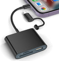 SD Card Reader for iPhone, Memory Card Reader with USB-C to Lightning Adapte Plug and Play Trail Game Camera Micro SD Card Viewer Support SD/TF Card and USB Adapter for iPad No App Required
