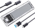 ORICO M.2 NVMe SSD Enclosure, USB 3.2 Gen 2 (10 Gbps), Transparent External Solid State Drive Adapter Enclosure for 2280 2260 2242 2230 PCI-E M2 M-Key SSD, USB Type C Converter Case-TCM2 Silver