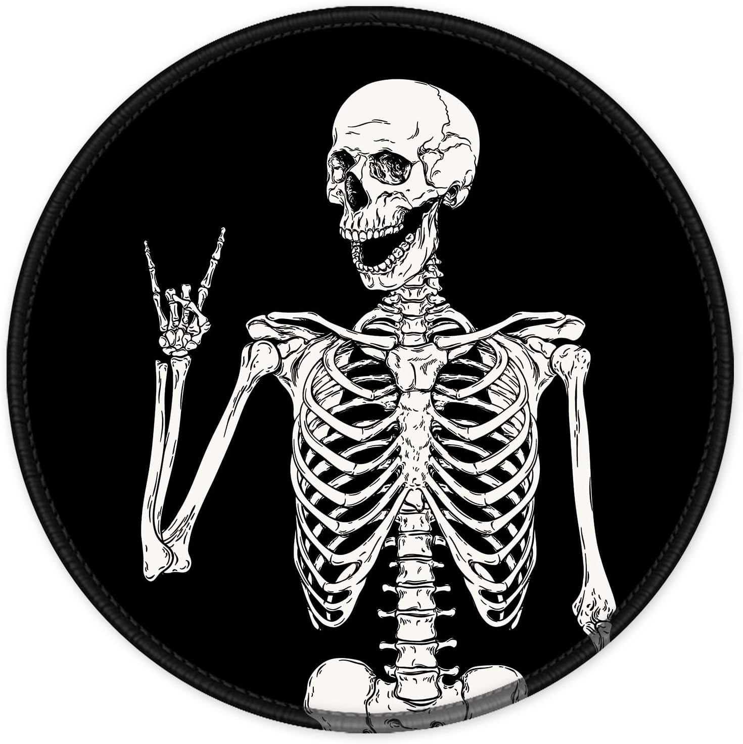 ITNRSIIET Round Mouse Pad with Stitched Edge Premium-Textured Waterproof Non-Slip Rubber Base Desktop Protection Mat Diameter 8.7 inches, Human Skeleton