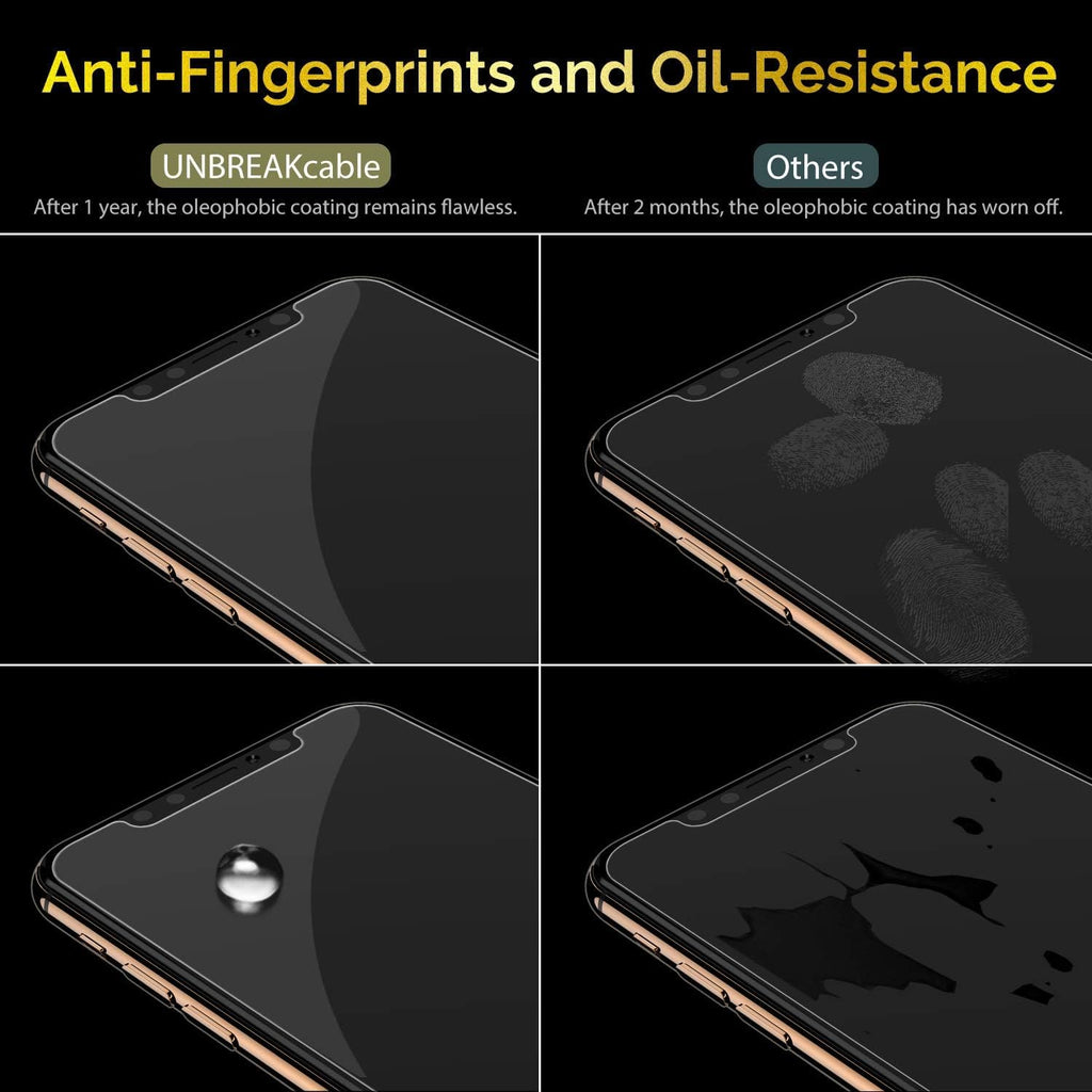 UNBREAKcable 3-Pack Screen Protector for iPhone 11 Pro/X/XS 5.8", 9H Premium Tempered Glass Screen Protector for iPhone X/iPhone Xs/iPhone 11 Pro [Easy Install, No Bubble, Anti-Scratch]