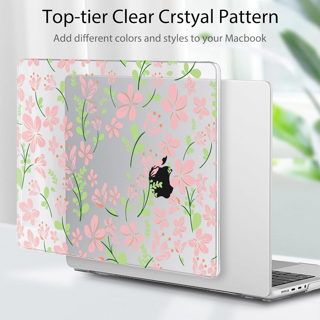 Tuiklol for MacBook Pro 14 Inch Case 2024-2021 Release M4 A3112 A3401 A3185/M3 A2918 A2992/M2 A2779/M1 A2442 Pro/Max,Hard Shell Case with Keyboard Cover & Screen Protector for Touch ID,Unique Flower
