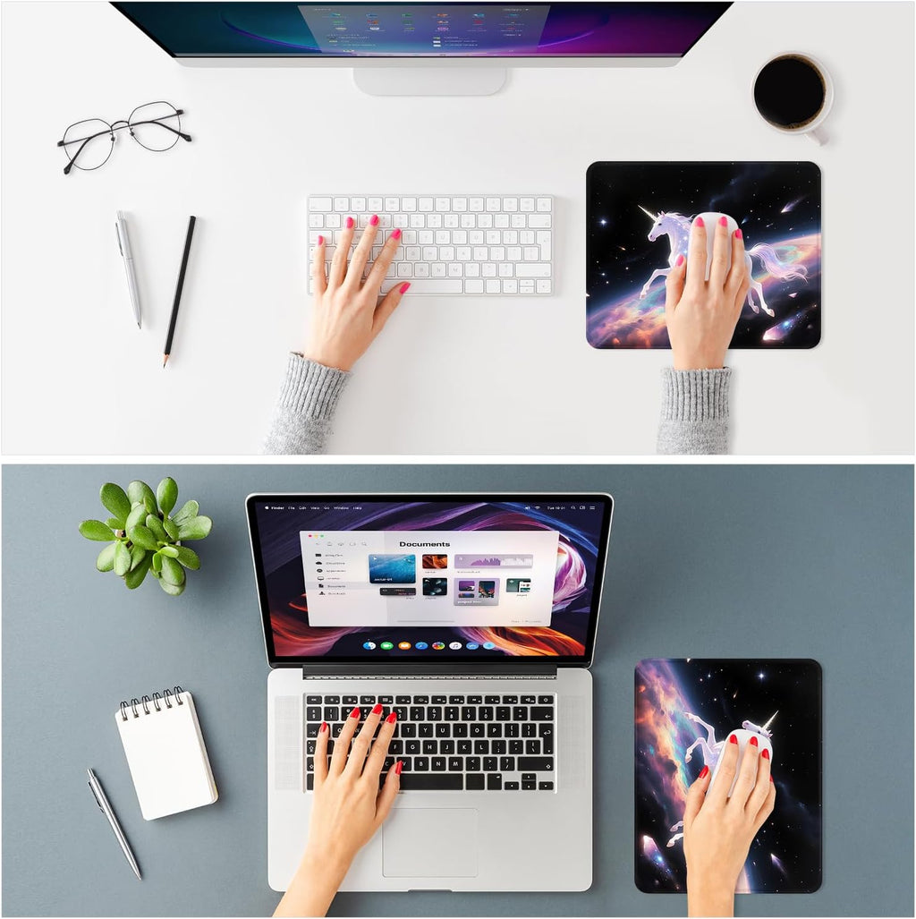 ITNRSIIET Mouse Pad Non-Slip Rubber Base Smooth Surface Stitched Edges Waterproof Durable Compatible with All Mice for Office & Gaming, Desk Accessory, 10.2x8.3x0.12 inch, Stellar