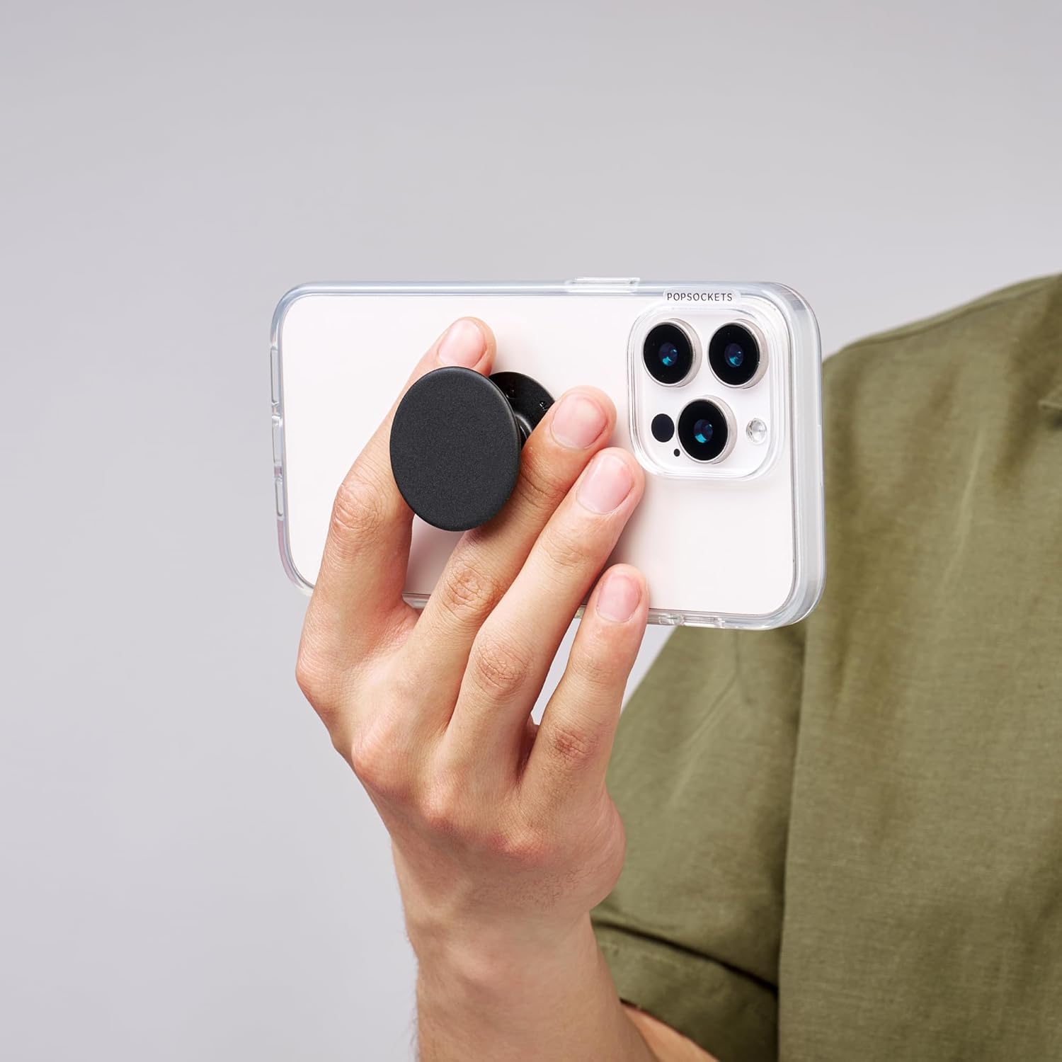 PopSockets Phone Grip with Expanding Kickstand, Adhesive Grip - Black
