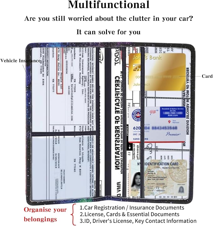 TILDOSAC 2Pack Leather Car Registration and Insurance Card Holder, Car Document - Image 2