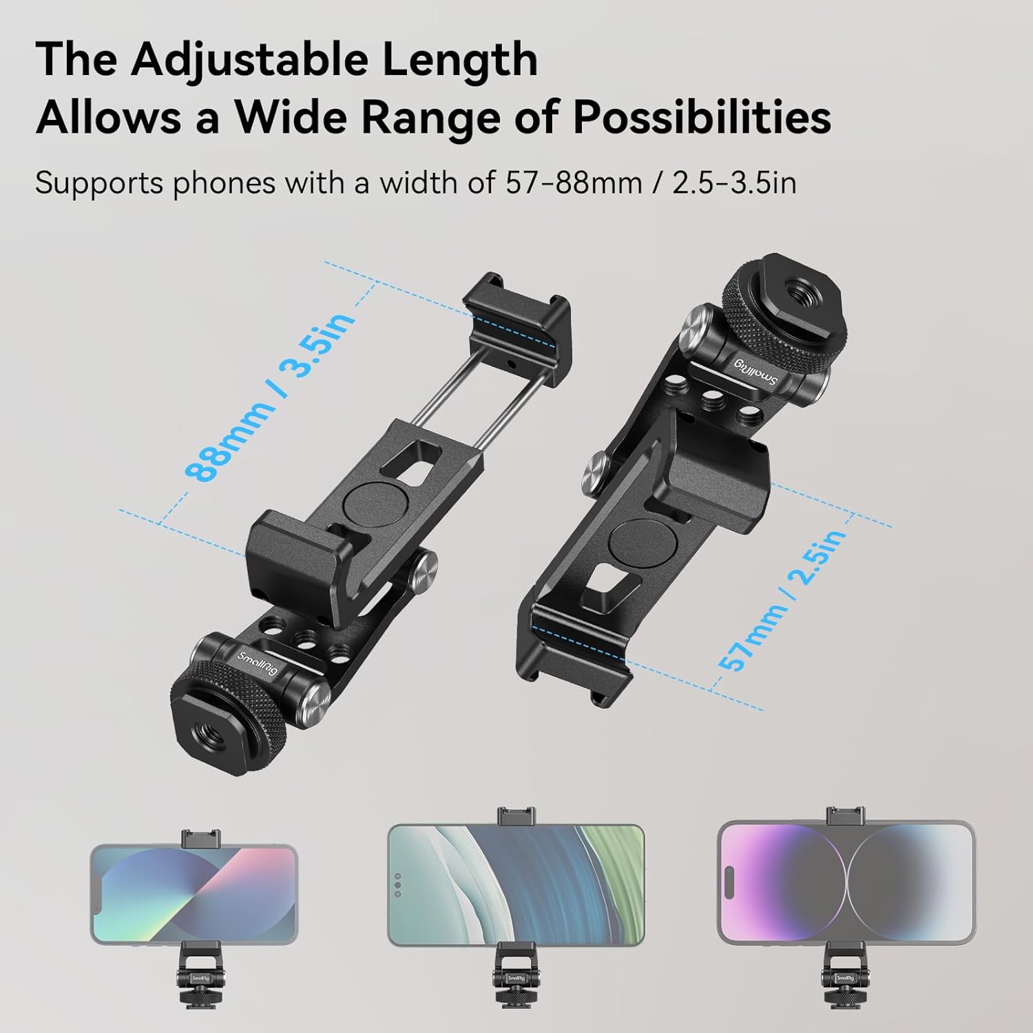 SMALLRIG Metal Phone Holder Support with Cold Shoe Mount, Universal Smartphone Adapter Support Free Adjustment Joints, Phone Tripod Mount for iPhone 17/16/15, for Samsung Galaxy etc-4382