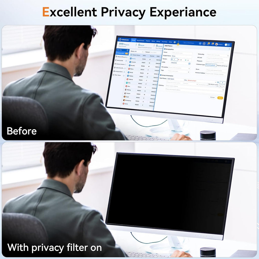 23.6 Inch Computer Privacy Screen Filter for 16:9 Aspect Ratio Widescreen Monitor - Anti Glare Blue Light Filter, Removable Computer Monitor Privacy Shield, Anti-Scratch Screen Protector Film 23.6 in