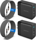 2Port 45W Super Fast Charger Type C, 2Pack 45W USB-C Charger Android Phone Charger Fast Charging for Samsung Galaxy S24 Ultra/S24+/S24/S23 Ultra/S23+/S22/S20/Note10+/Tab S9 with 2X 12ft Type C Cord