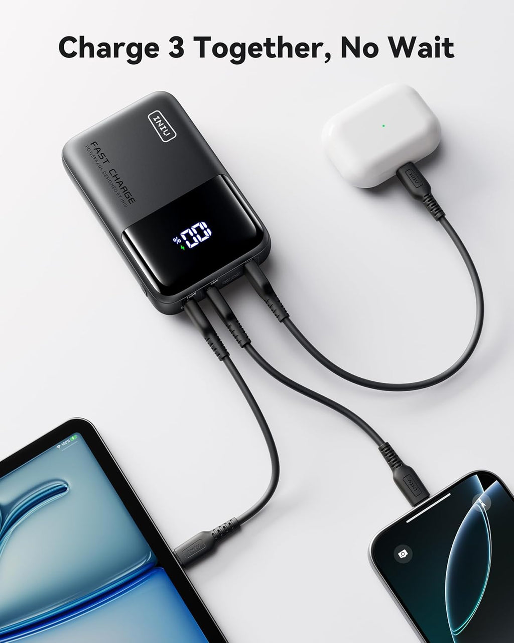 INIU Power Bank, 25000mAh 100W High Capacity Laptop & Phone Portable Charger, Fast Charging Flight Cruise Ship Family Essentials Traveling Powerbank for College Student Traveler Teen Boys Girls, White