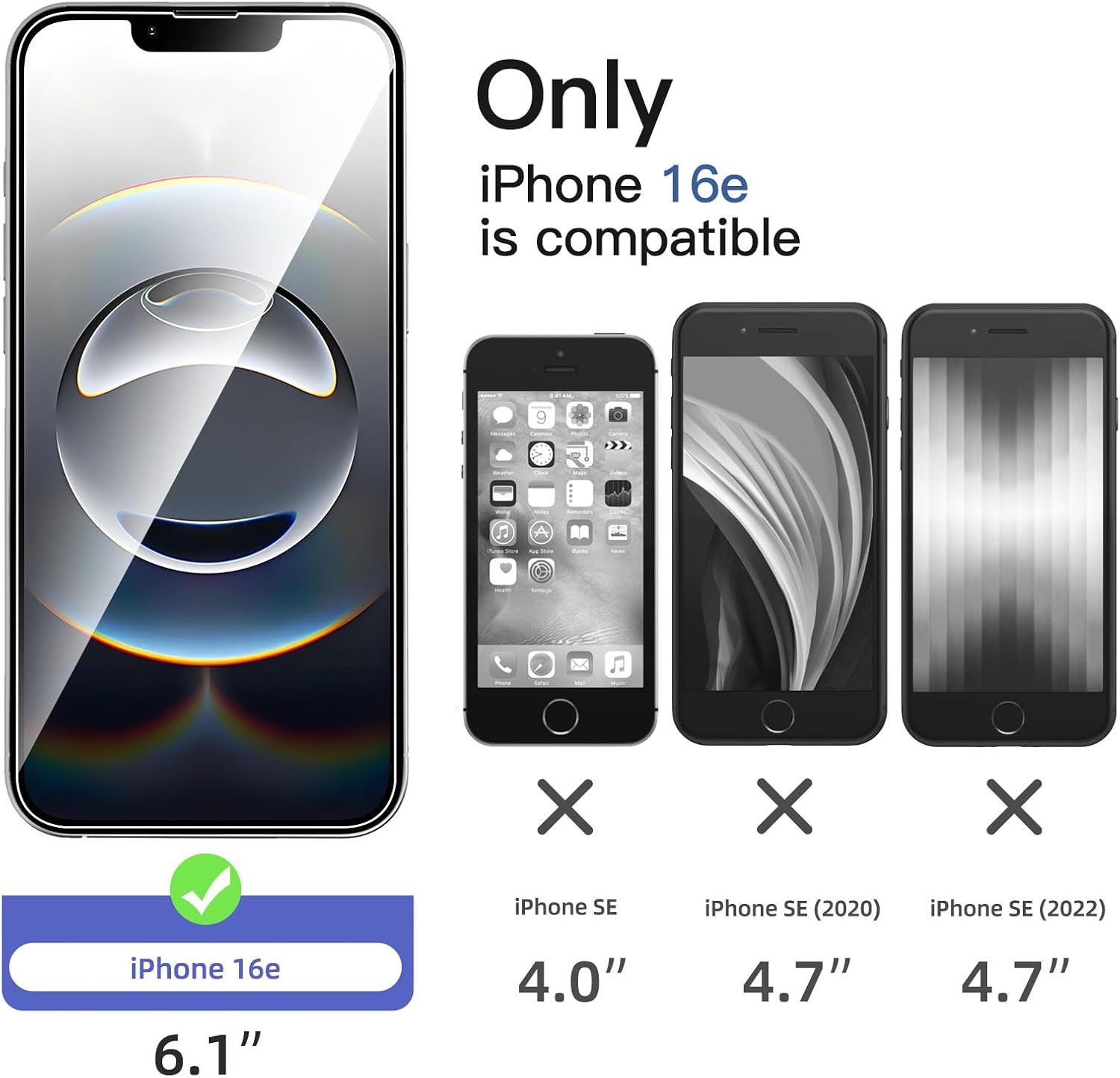 NEW'C 3 Pack Designed for iPhone 16e Screen Protector (6.1 inches),Enhanced Tempered Glass Protection,Case Friendly Scratch-proof, Bubble Free, Ultra Resistant