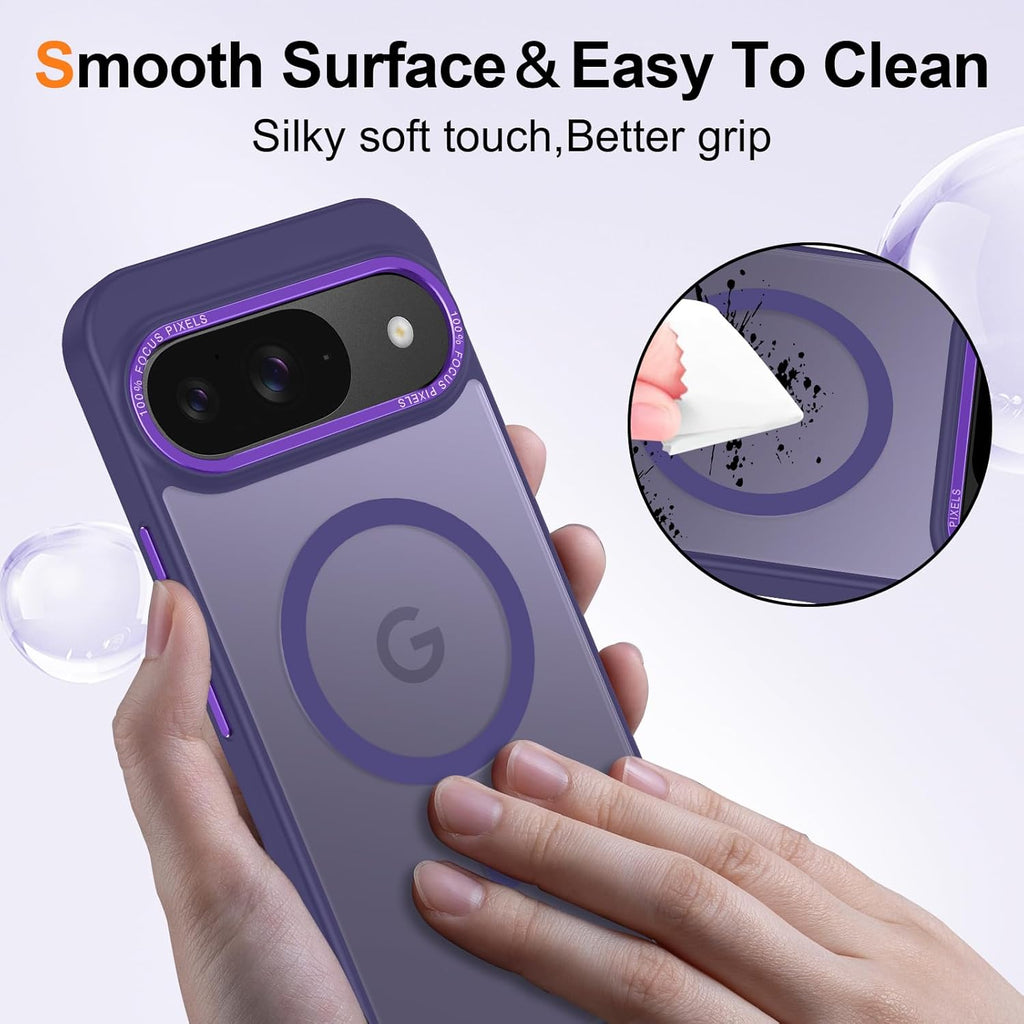 Magnetic for Google Pixel 10/Pixel 10 Pro Case, [Military Grade Drop Protection] [Compatible with MagSafe] Shockproof Slim Translucent Matte Anti-Slip for Women Girls Men Case, Deep Purple
