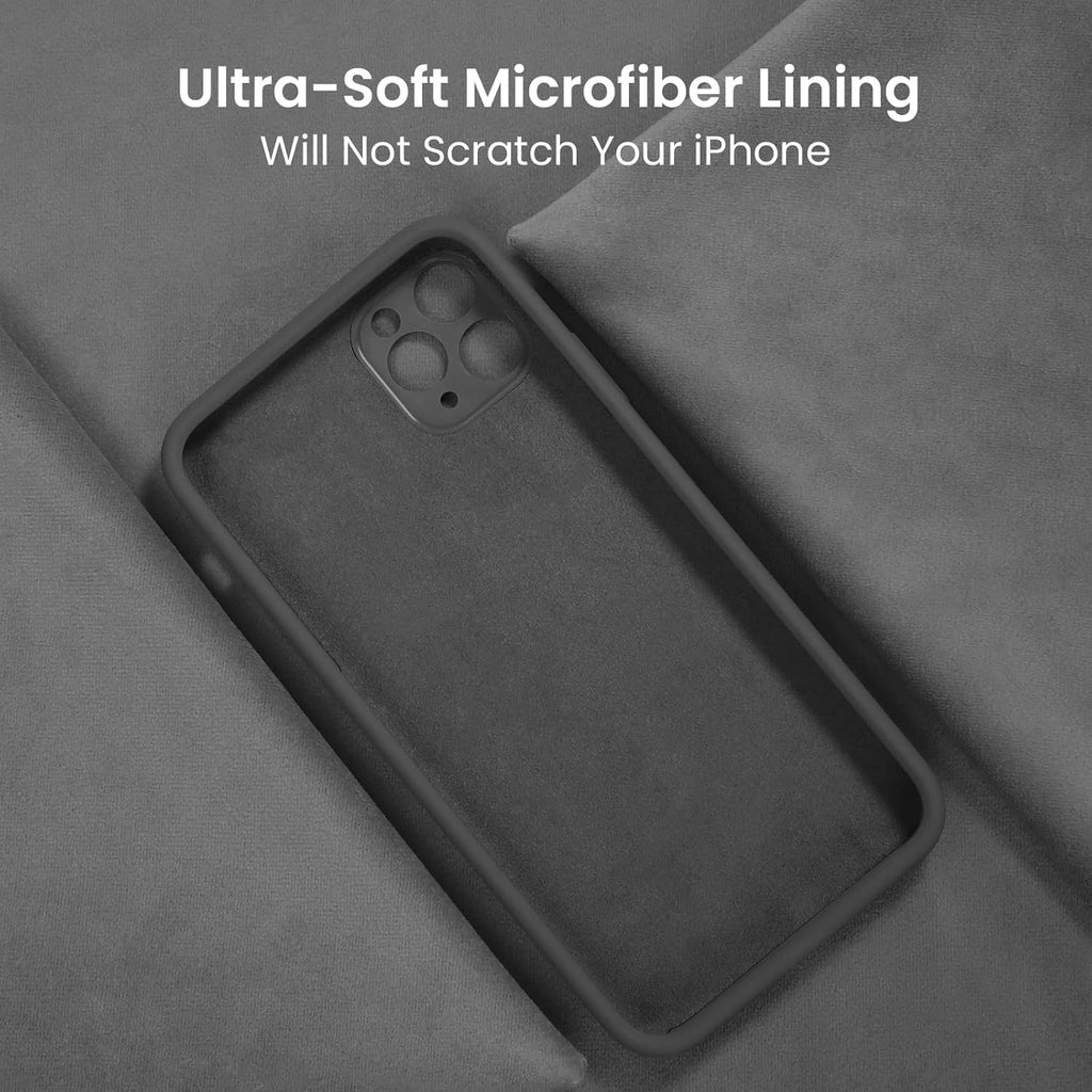 FireNova Designed for iPhone 13 Pro Max Case, Silicone [Camera Protection] Phone Case with [2 Screen Protectors], Soft Anti-Scratch Microfiber Lining Inside, 6.7 inch, Space Gray