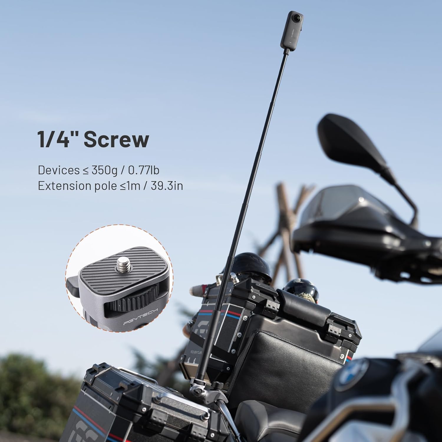 PGYTECH CapLock Super Clamp Mount, Aluminum Alloy Bracket for Insta360 Ace Pro2/X5/X4/X3, Crab Heavy Duty Clamp with 1/4" Screw for Gopro 13/12/11/Osmo Action 5 Pro/4/3/Pocket Action Camera