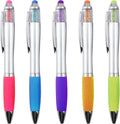 Stylus Pens 2-in-1 Ballpoint Pen 1.0mm Medium Point Pens with Crystals for Women Black Ink Pen with Stylus Ball Point Pen with Comfort Grip for The iPad, 5-Count
