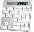 Rechargeable Wireless Number Pad for Laptop, 34 Keys Numeric Keypad with Dual Bluetooth & Display, 2-in-1 Numpad and Calculator, Slim Portable Number Pad Keyboard for Windows, Mac, PC, Tablet