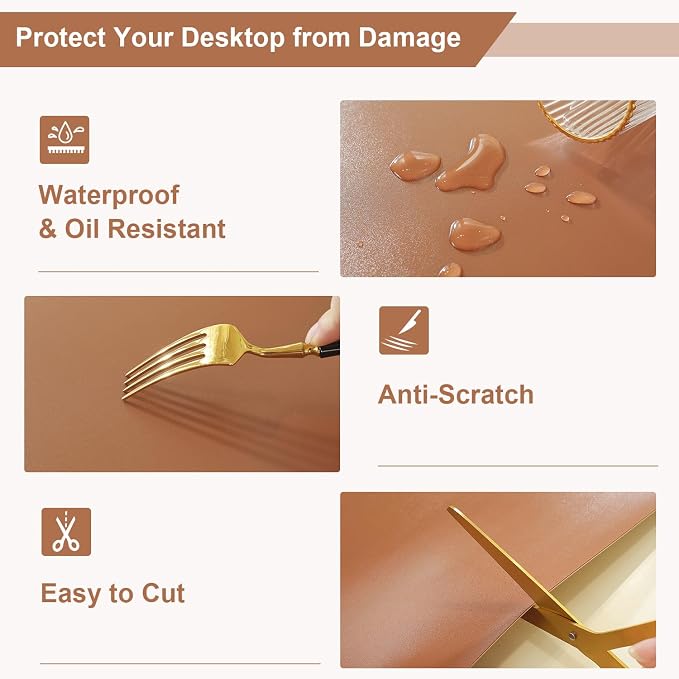 OstepDecor Brown Table Protector 16 x 36 Inch, 1.5mm Thick Plastic Table Cover - Image 6