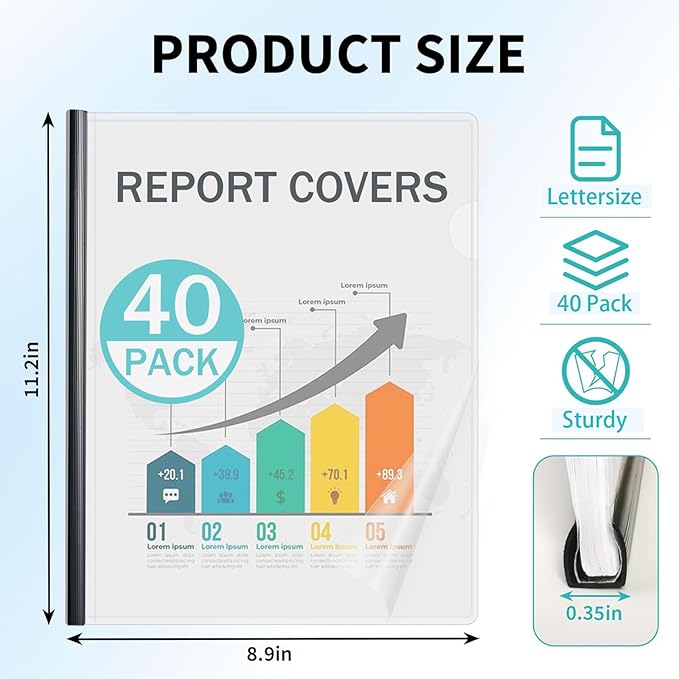 Binditek 40 Pack Clear Report Covers - Image 2
