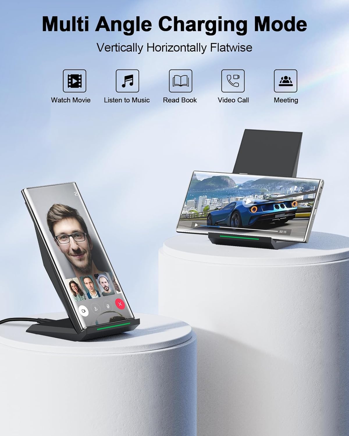 NANAMI Fast Wireless Charger with USB Phone Charger, Qi Certified Charging Stand with 20W PD Adapter for iPhone 16/16 Plus/16 Pro/16 Pro Max/15/14/13/12,10W for Samsung Galaxy S25/S24/S23/S22/S21
