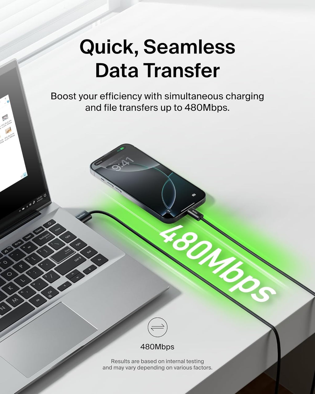Belkin USB A to USB C Cable 2-Pack, 9.9ft, 15W - Type C Charger, iPhone Charger Cord, Soft, Braided, Flexible for iPhone 16 & 15, Galaxy S25, Pixel 9, iPad Pro, Airpods Pro, Switch & More - White