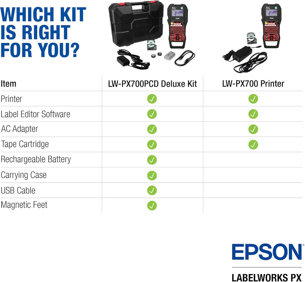 LABELWORKS Epson LW-PX700 Industrial Label Maker Kit - Compatible with Large Variety of Tape Types, Portable Handheld Label Printer