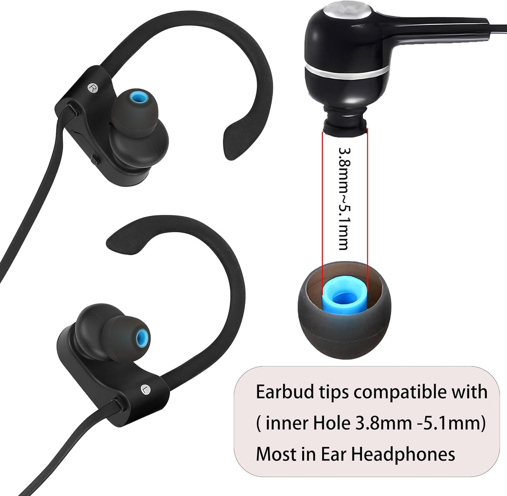 Silicone Earbud Tips Replacement - Fit Most Earbuds (Inner Hole 3.8mm - 5.1mm) - 9 Pairs S M L