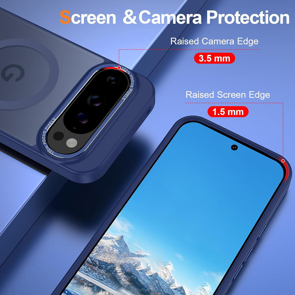 Magnetic for Google Pixel 9 Pro XL Case, [Military Grade Drop Protection] [Compatible with MagSafe] Shockproof Slim Translucent Matte Anti-Slip for Women Girls Men Case, Dark Blue