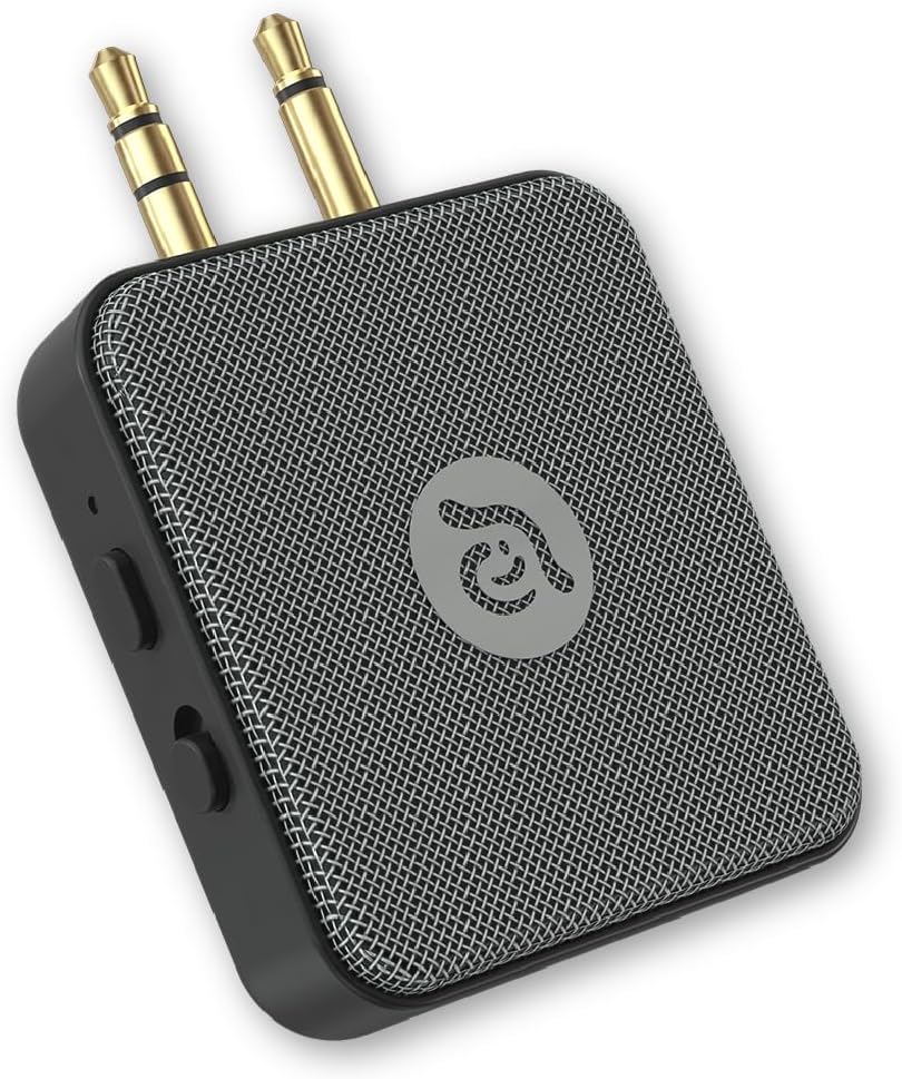 ADAM elements EVE II Bluetooth Transmitter + Receiver - Wireless Audio Adapter w/Foldable Dual 3.5 mm AUX Plug for Nintendo Switch, TV, Home/Car Stereo, Airline in-Flight Systems