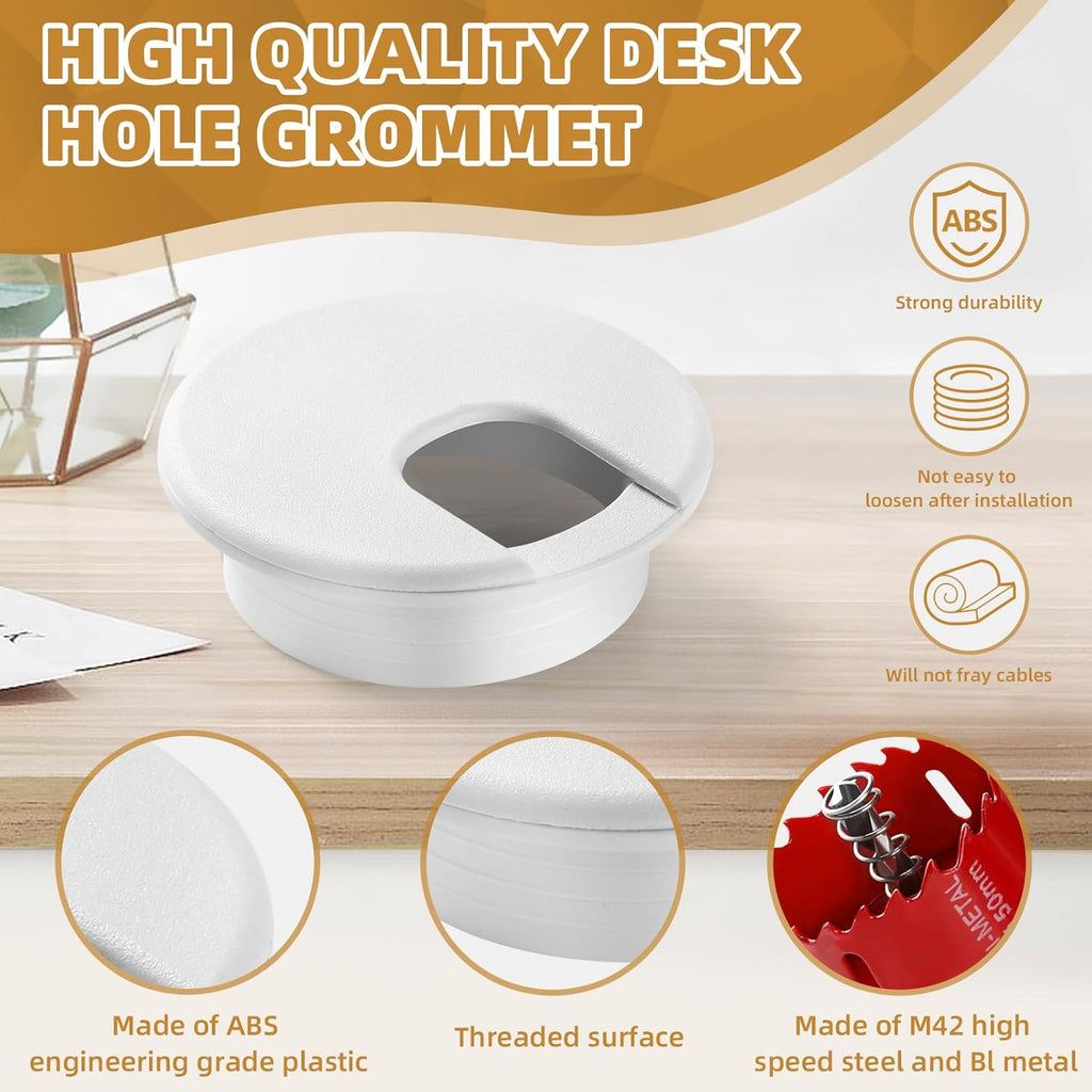 Desk Grommet 1.5 Inch (38 mm) 10 Pieces, Desk Hole Cover for Cables Black, ABS Plastic Grommet Hole Cover with Hole Saw for Wires Cables Through The Countertop by XIOGZAXI