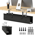 Under Desk Cable Management Tray, 30-inch No-Drill Cord Organizer with Anti-Sag Reinforced Base, Fabric Wire Management Hider for Standing Desk, Office & Gaming Accessories - Black