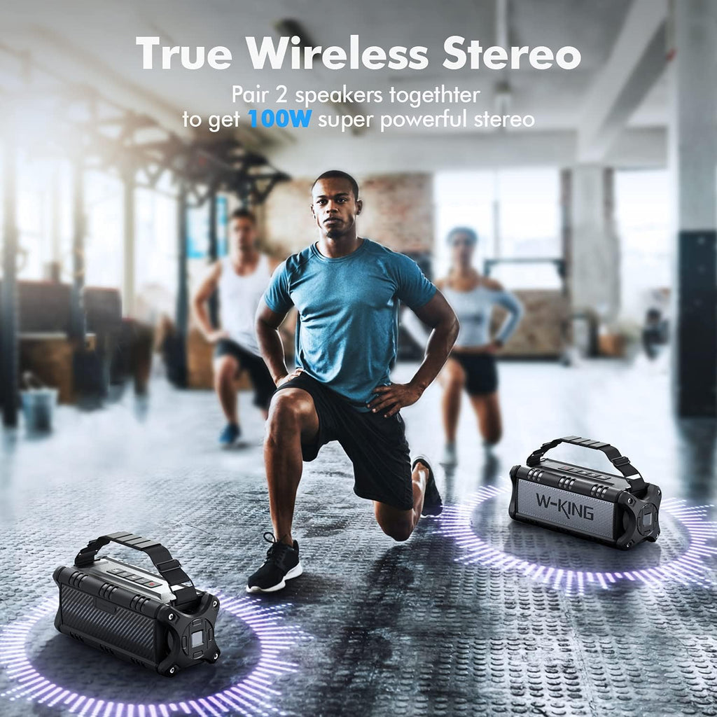 W-KING 90W Peak 50W RMS Powerful Bluetooth Speaker - IPX6 Waterproof, Large Outdoor Portable Wireless Deep Bass, 40H Playtime, Power Bank, TF-Card, AUX, NFC, EQ