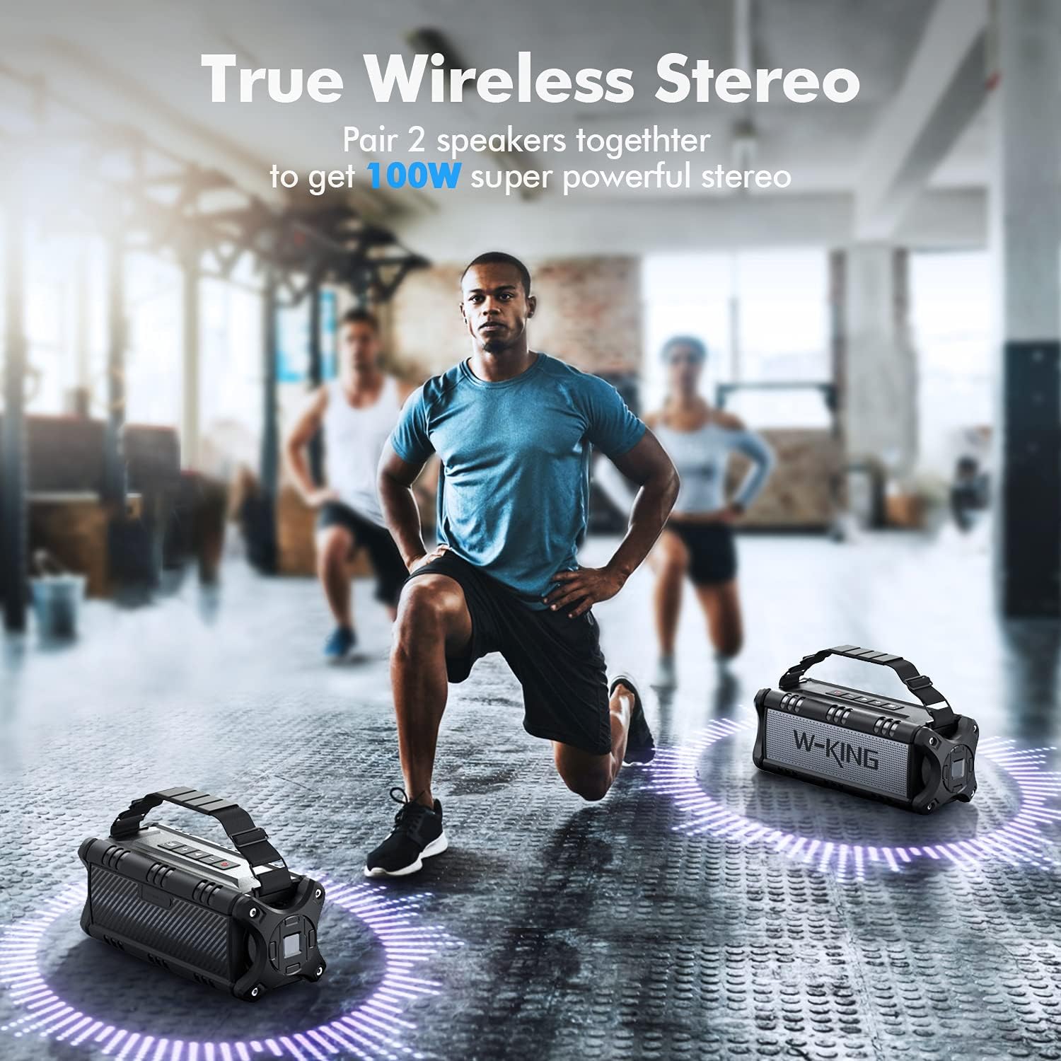 W-KING 90W Peak 50W RMS Powerful Bluetooth Speaker - IPX6 Waterproof, Large Outdoor Portable Wireless Deep Bass, 40H Playtime, Power Bank, TF-Card, AUX, NFC, EQ