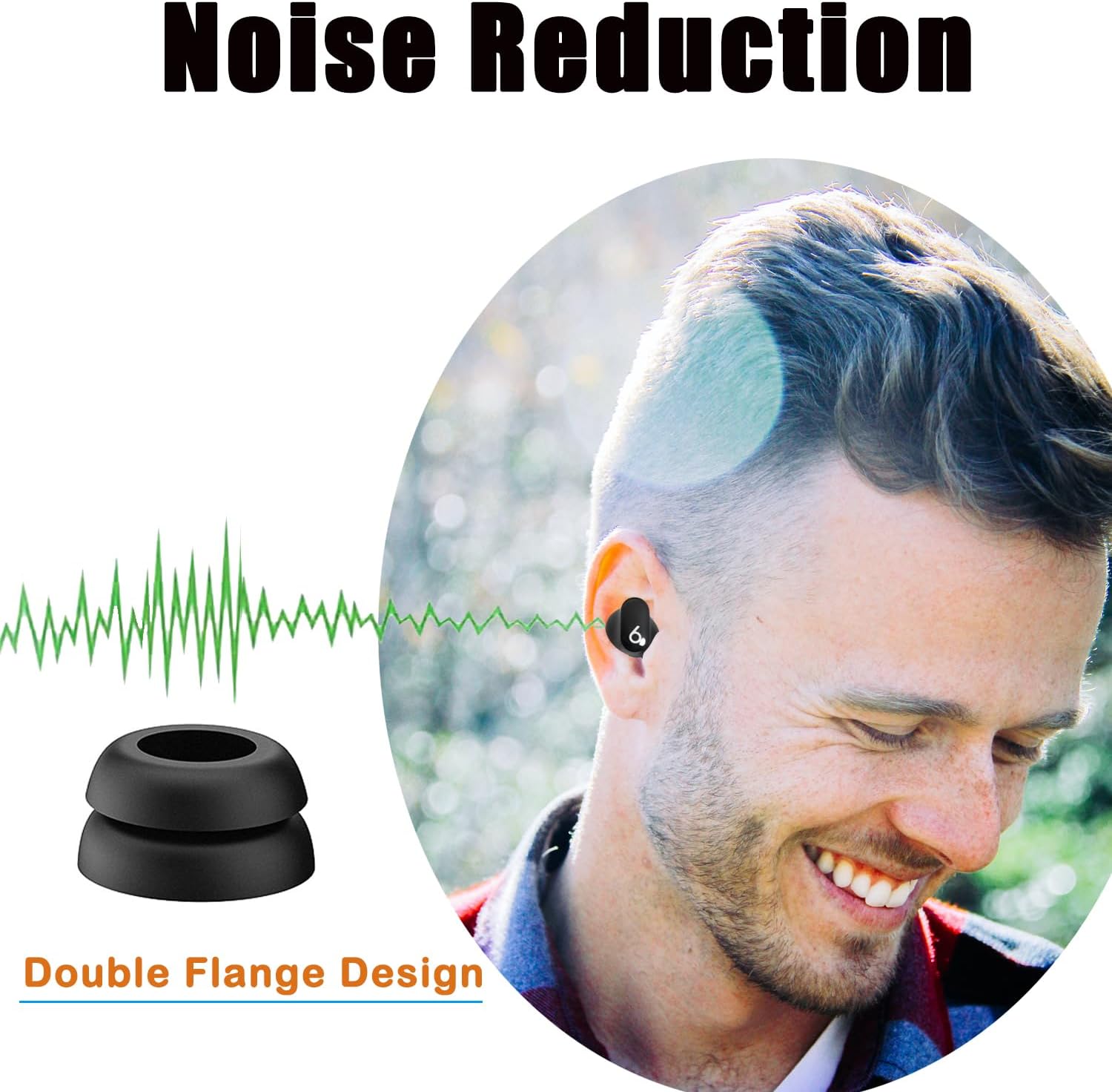 Double Flange Ear Tips for Beats Studio Buds Replacement Earbuds Tips for Beats Earbuds Beats Fit Pro 6 Pairs Black