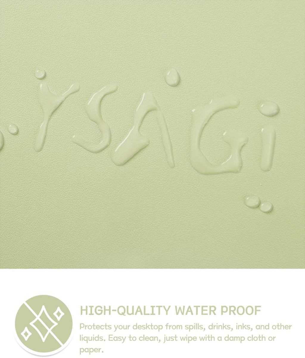 YSAGi Non-Slip Leather Desk Pad, Waterproof Laptop Computer Desk Keyboard Mat, Table Protector Blotter Mat, Large Mouse Pad for Office/Work/Home/Decor(Matcha Green, 23.6" x 13.7")