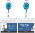 2 Pack Id Badge Holder with Clip, Transparent Light Blue Reels with Id Sleeves by WillWell