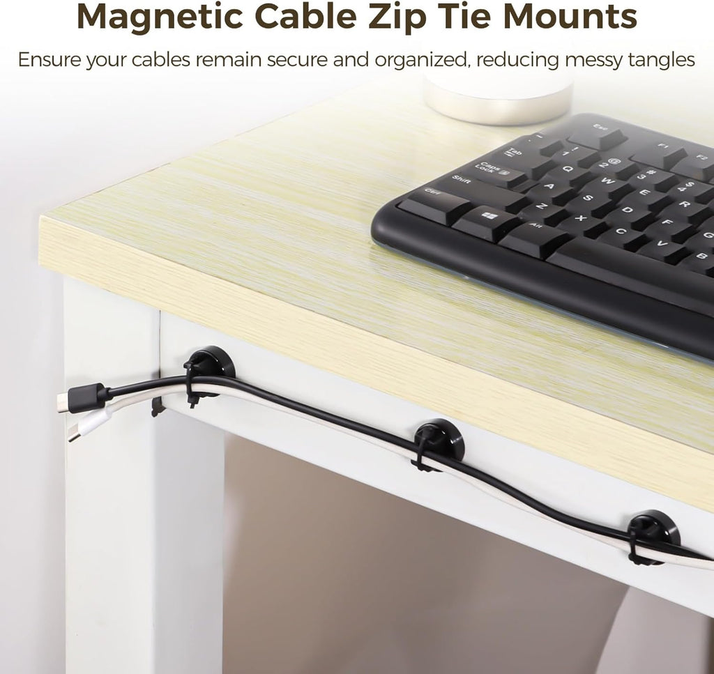 Magnetic Cable Zip Tie Mounts, 25 Pcs Magnets with 100 Pcs Cable Zip Ties, Multipurpose Magnetic Cables Holder for Cables Management, Wire Management Bases