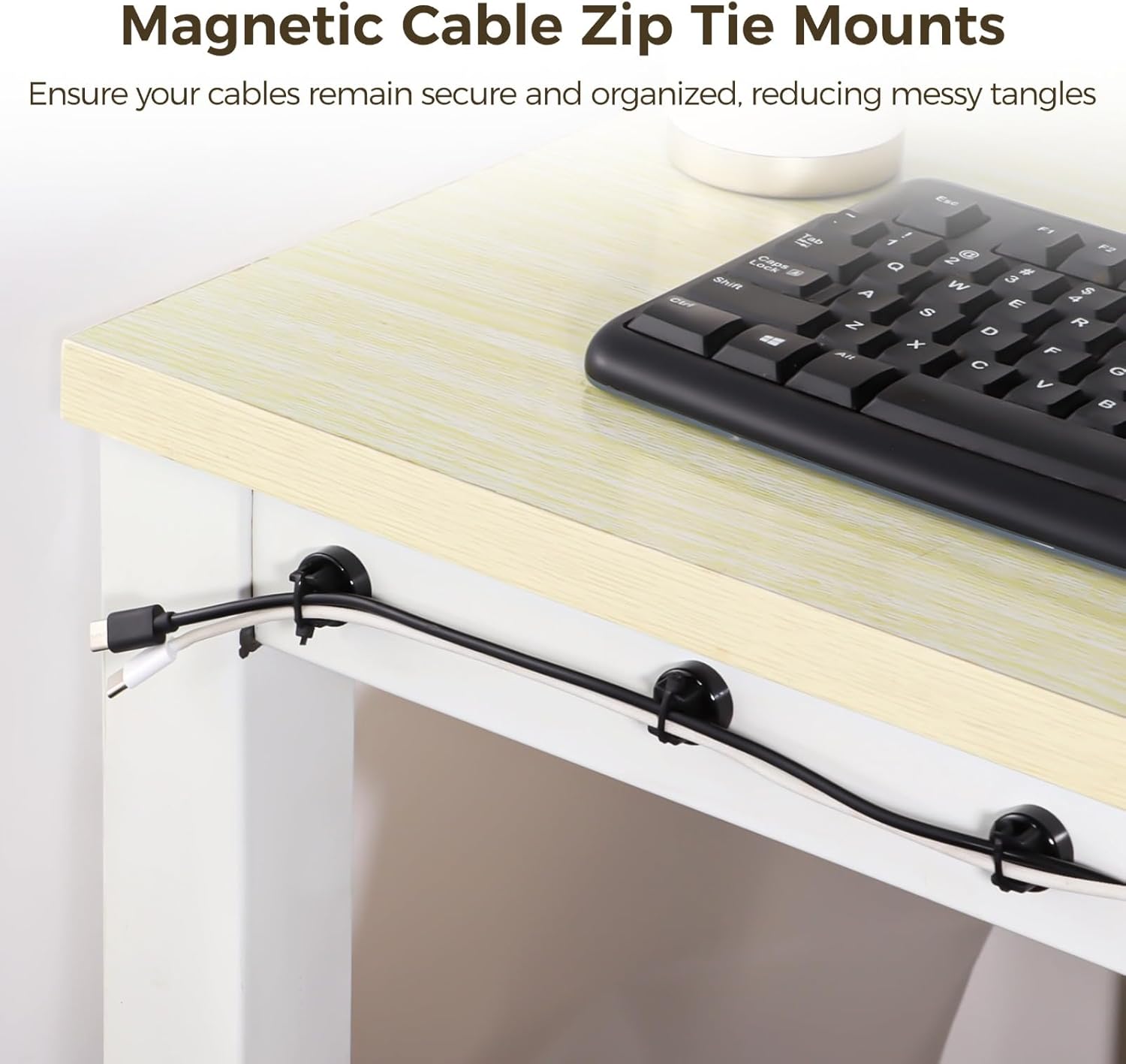 Magnetic Cable Zip Tie Mounts, 15 Pcs Magnets with 50 Pcs Cable Zip Ties, Multipurpose Magnetic Cables Holder for Cables Management, Wire Management Bases