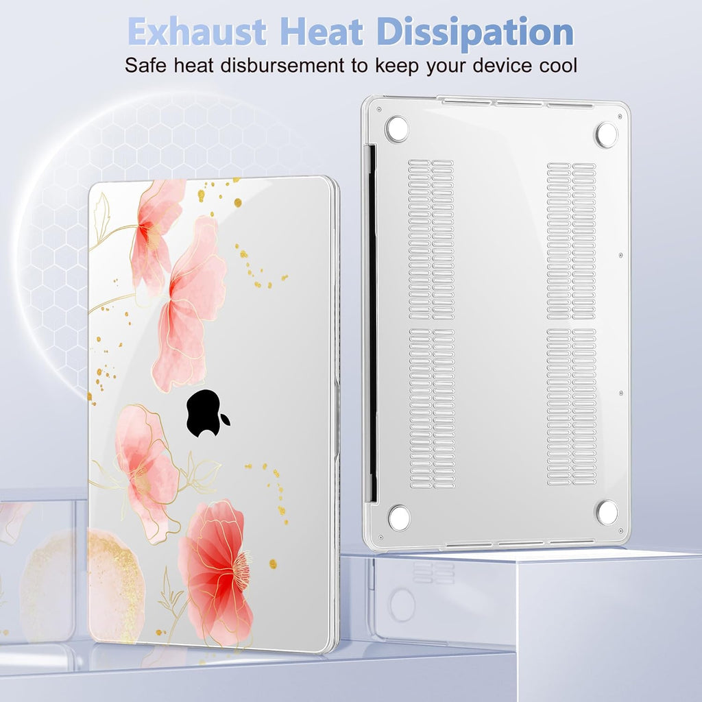 Case for MacBook Pro 13 inch with/Without Touch Bar (2016-2022, M2 A2338 M1 A2289 A2251 A2159 A1989 A1706 A1708), Hard Shell + Keyboard Cover + Dust Plug, Spring Floral