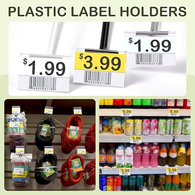 Tatuo 400 Pcs Reusable Plastic Wire Shelf Label Holders, Price Card Sign - Image 5