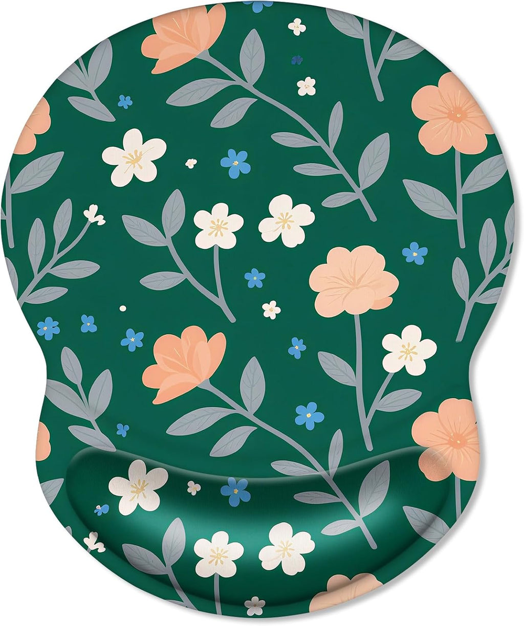 ITNRSIIET Ergonomic Mouse Pad with Comfort Gel Wrist Rest, Non-Slip PU Base, Smooth Textured Surface, Reduces Hand Fatigue & Wrist Pain, 8.7 x 7.2 Inch for Office Gaming Home, VintageBloom